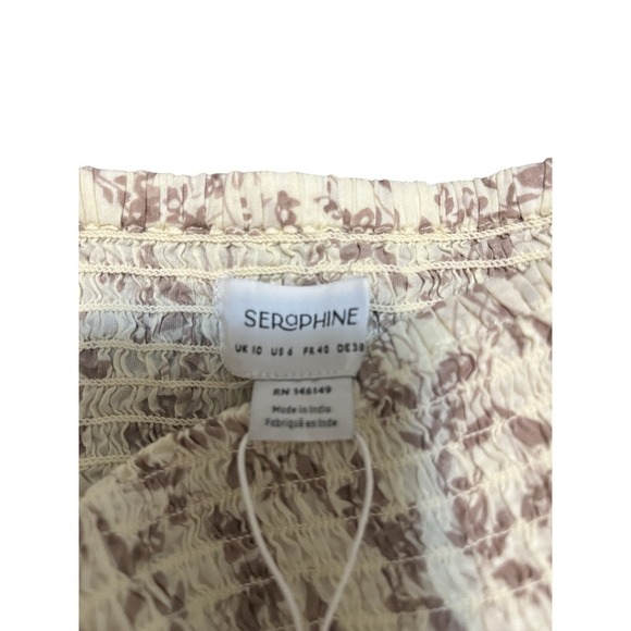 NWT Seraphine Floral Smocked Cotton Maternity Top Size 6 - Picture 7 of 9
